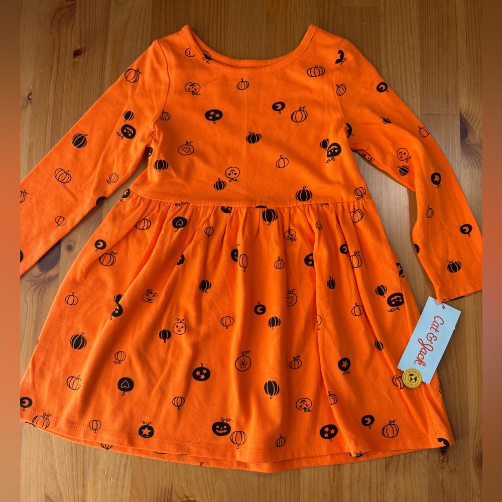 Toddler Cat & Jack Girls' Long Sleeve Halloween Printed Dress Size 3T